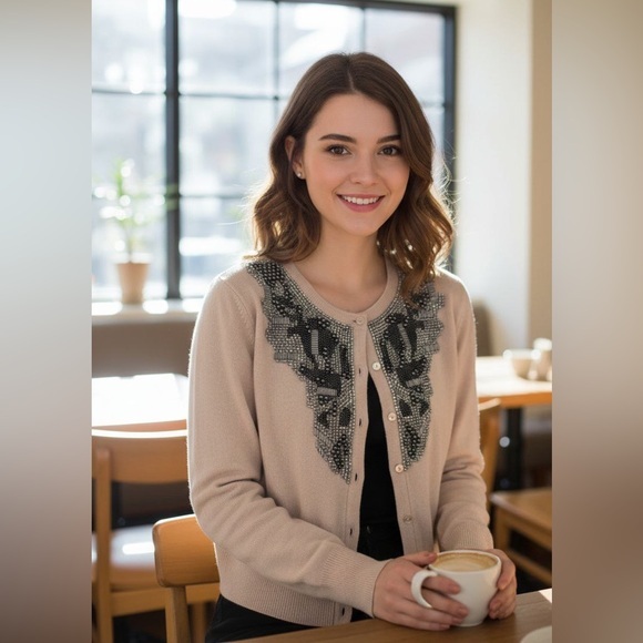 Magaschoni Sweaters - Magaschoni New York Cashmere Beaded Cardigan